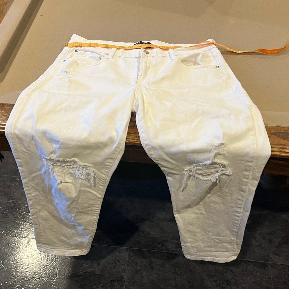 Gap White ripped girlfriend jeans 12